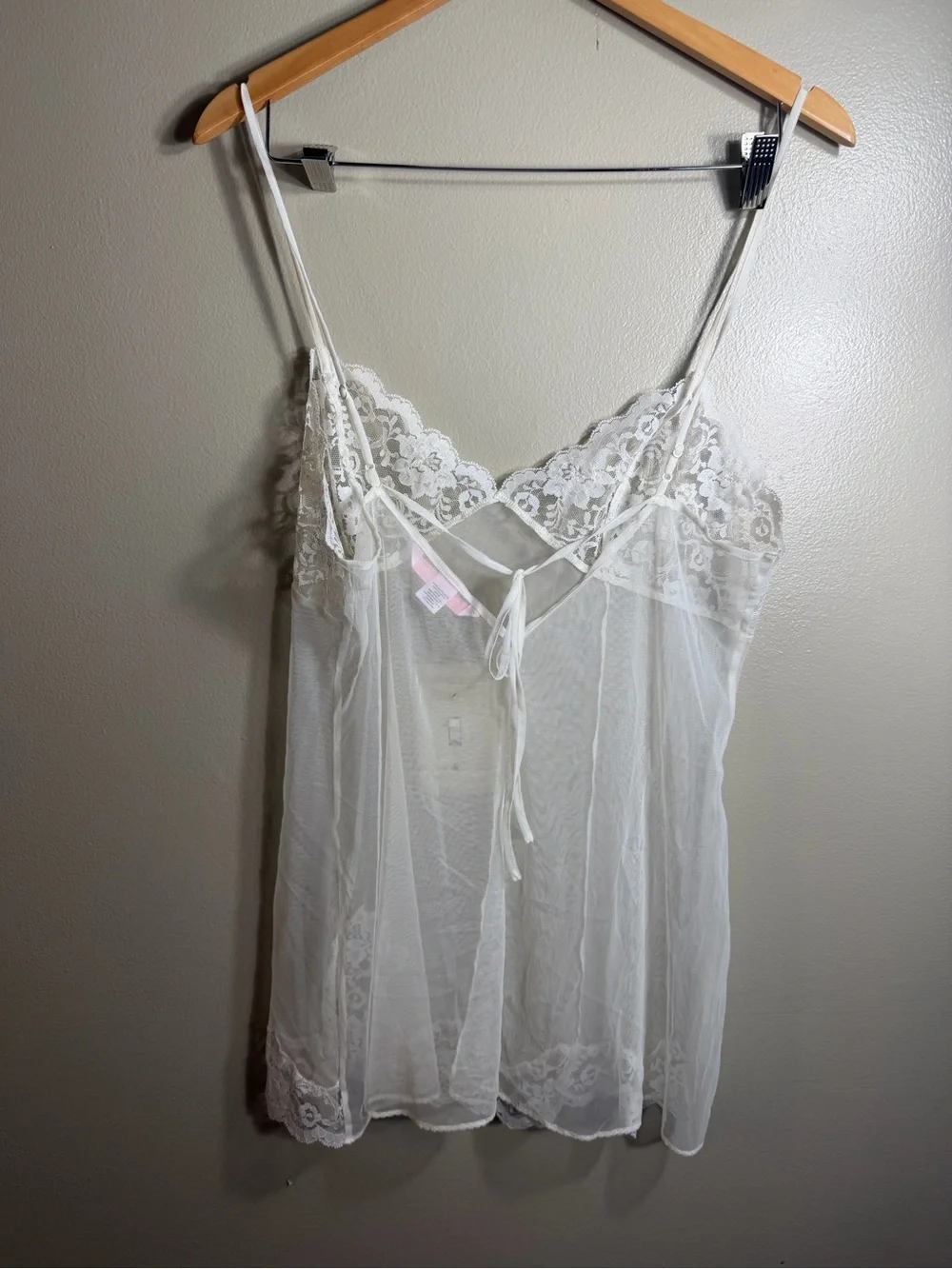 Victoria's Secret White Sheer Lace Babydoll Chemise L